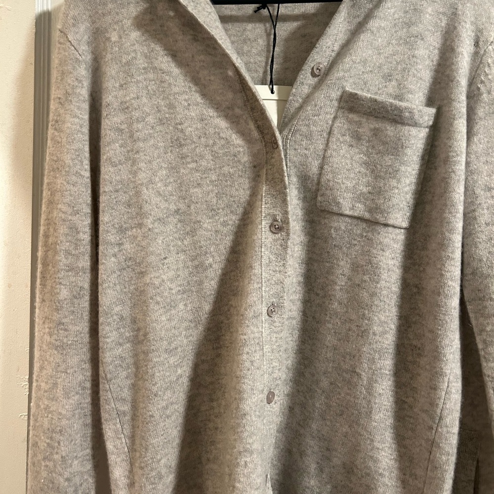 White + Warren Gray Cardigan Sweater